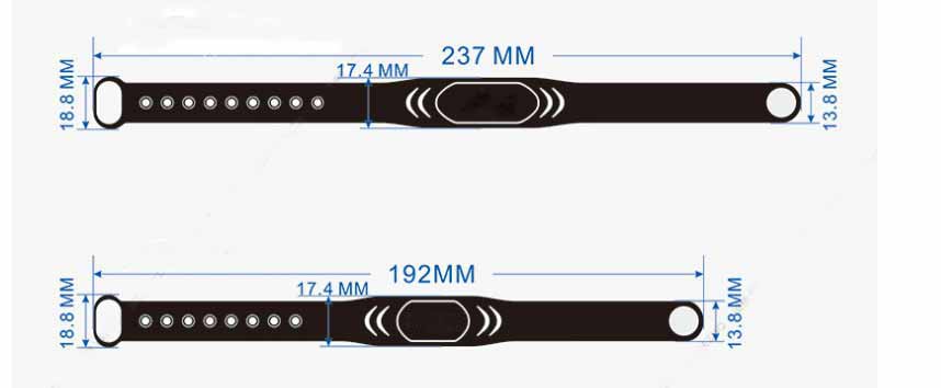 Adjustable Silicone RFID Bracelet Size