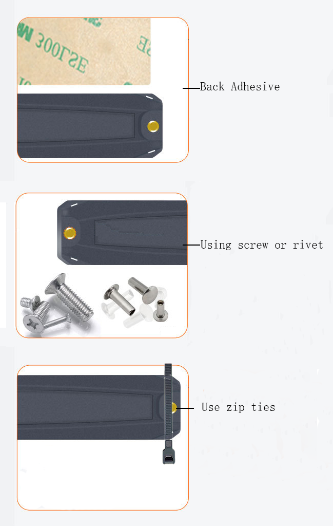 Rugged UHF RFID ABS On Metal hard Tag mounted method